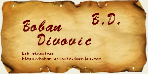 Boban Divović vizit kartica